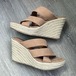 Torrid Tan Faux Suede Strappy Espadrille Wedge Sandals